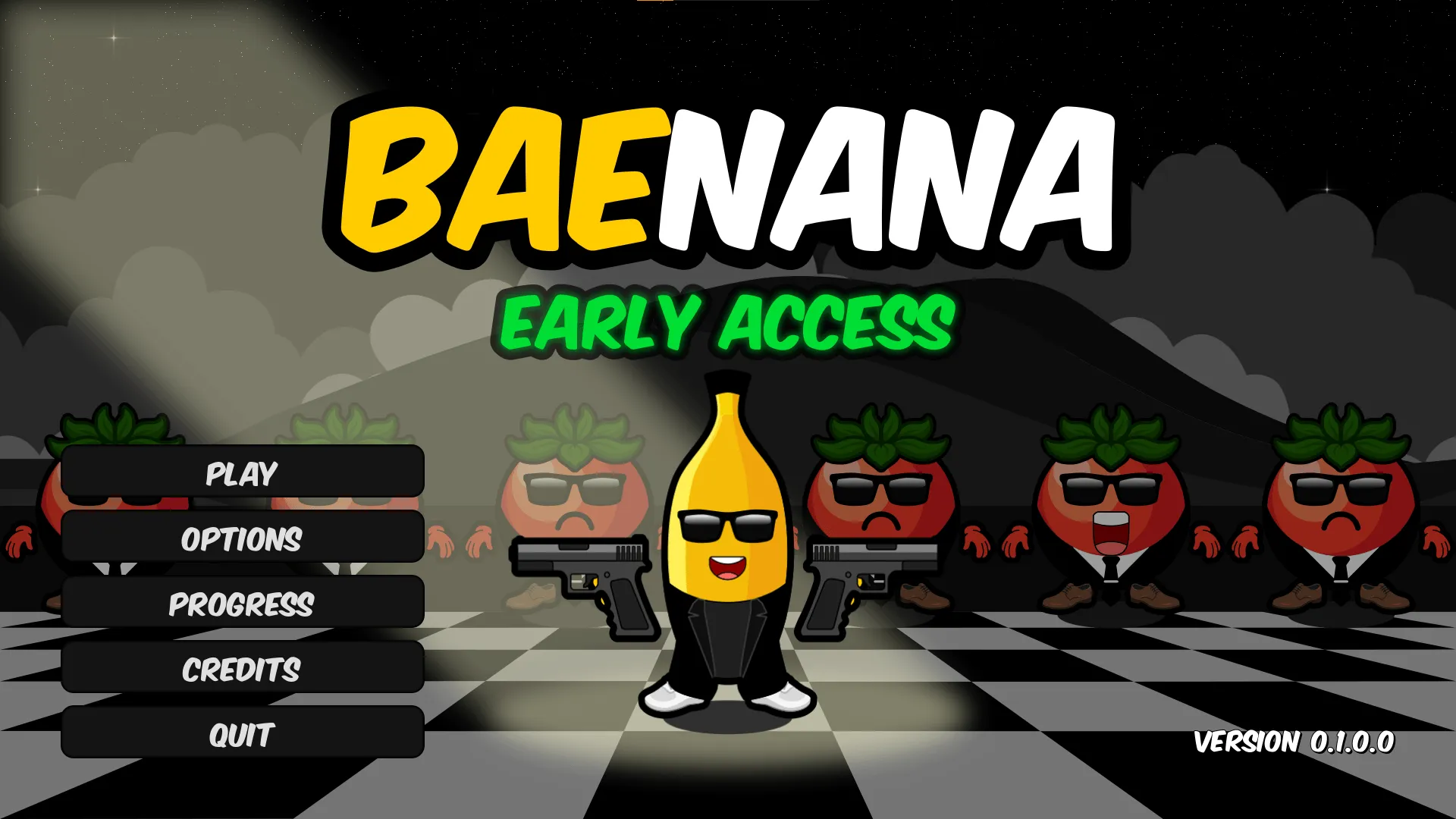 BAENANA gameplay screenshot showing the main menu interface