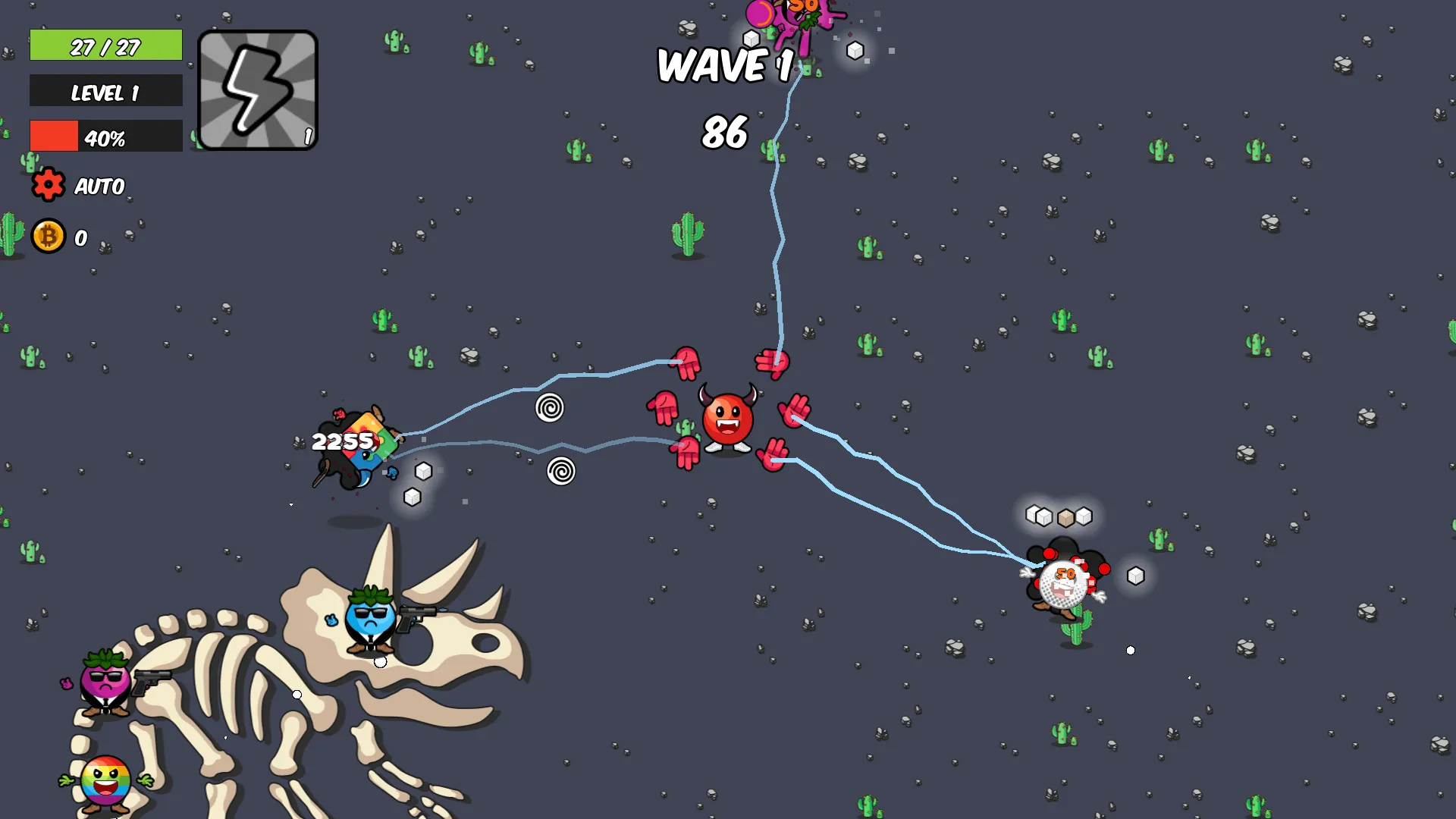 BAENANA gameplay screenshot showing combat inside the neon cyber arena