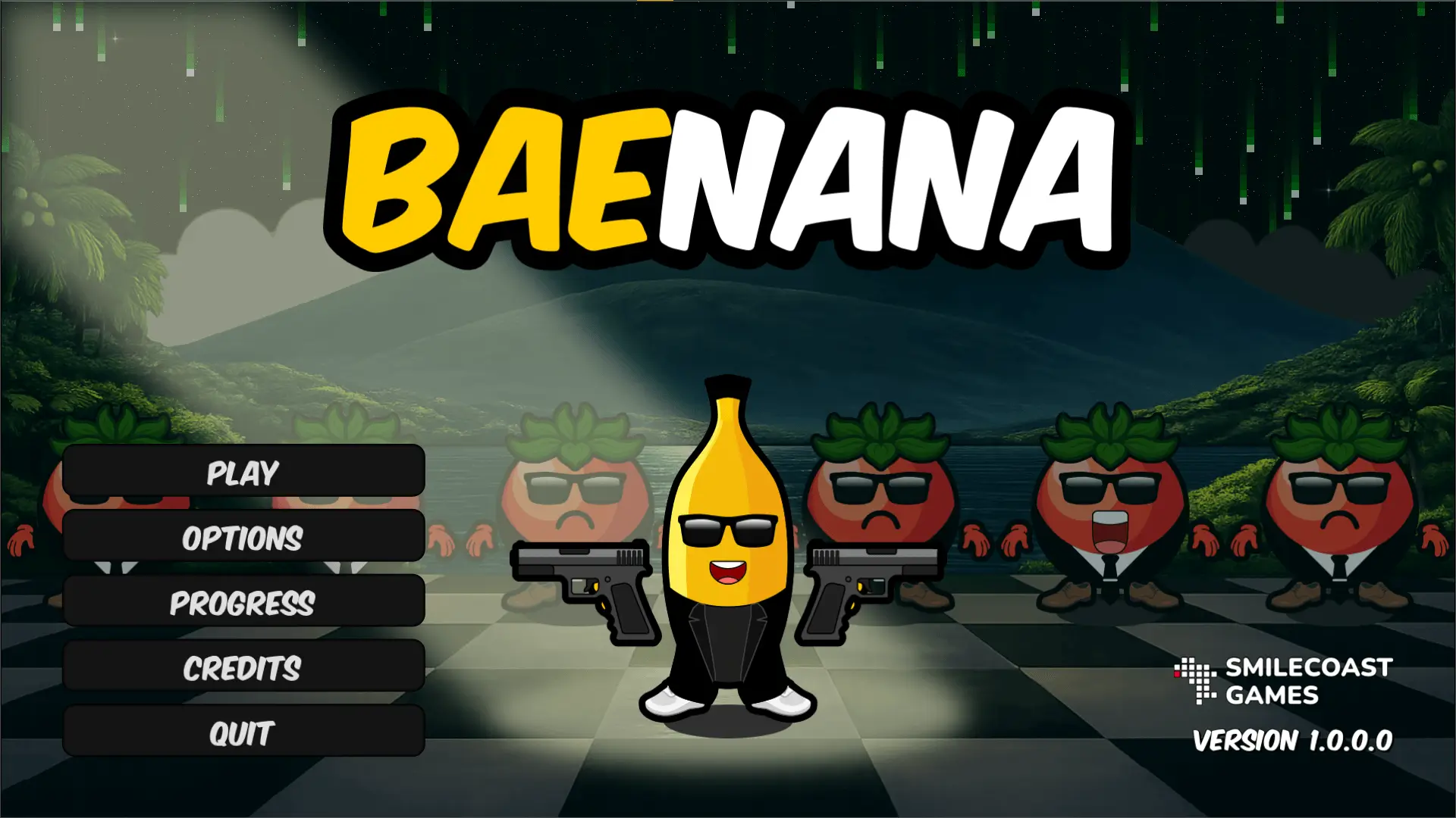 BAENANA gameplay screenshot showing the main menu interface.